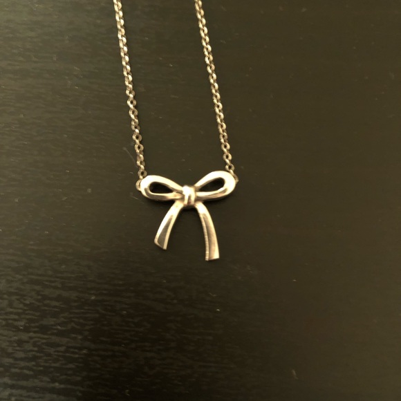Tiffany Sterling Silver Small Bow Pendant Necklace - Picture 4 of 5